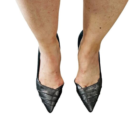 Papell Studio Gunmetal Pointy Toe Pumps - Size 8 - Picture 14 of 15
